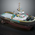 Rescue Tugboat Ship With Detailed Structure And Colors 3d model