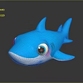 Cute Cartoon Shark Toy Figure With Big Eyes And Pink Cheeks Design