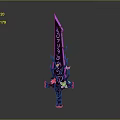 Decorative Purple Fantasy Sword With Intricate Patterns And Ornate Hilt