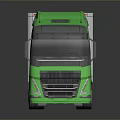 Green Cab White Trailer Large Commercial Truck With Reflective Surface