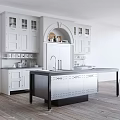 Elegant Minimalist White And Grey Kitchen With Storage Cabinets Central Island And Chic Arched Design