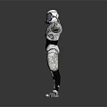 Futuristic Game Movie Character In Armored Suit With Helmet And Outstretched Arms Design
