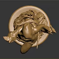 Golden Female Statue With Bird In Hand And Decorative Pedestal