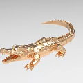 Golden Crocodile Shaped Decorative Ornament Set With Metallic Finish And Exquisite Design