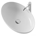 Modern White Oval Above Counter Wash Basin With Silver Faucet LivingPlus Design