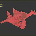 Vintage Military Artillery Weapon Model With Wheeled Base And Cannon Structure
