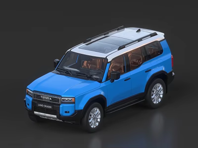 Blue Land Cruiser SUV With Roof Rack Silver Wheels Black Accents And Front Design 3d model