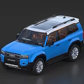 Blue Land Cruiser SUV With Roof Rack Silver Wheels Black Accents And Front Design