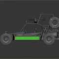 Gray Off Road Dune Buggy With Green Accents Large Tires And Open Frame