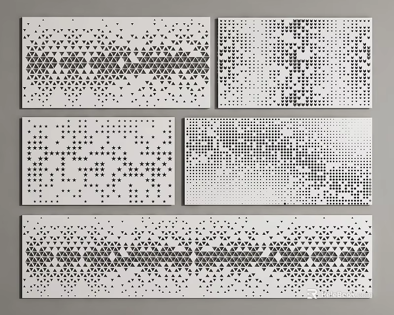 Set of Modern Minimalist Wall Art With Various Dot Patterns And Designs 3d model