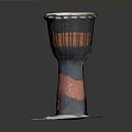 Traditional Handcrafted Drum With Black Red Orange Stripes And White Base