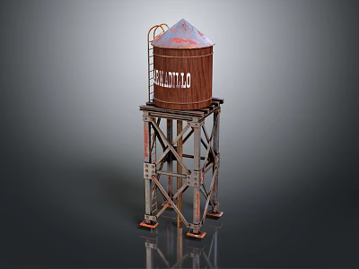 Brantford Water Tower With Rustic Brown Exterior And Metal Framework Structure 3d model
