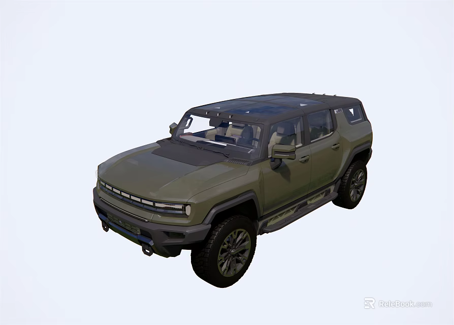 Green Modern Off Road SUV With Dark Roof And Rugged Exterior Design 3d model 