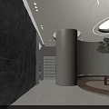 Modern Beauty Salon Interior With Reception Desk Round Lighting Plants And Stone Wall