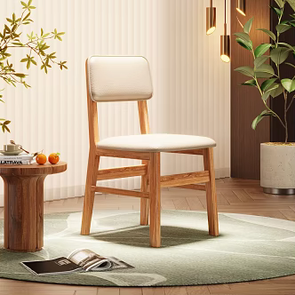 Nordic Dining Chair Casual Chair Log Chair 3d model