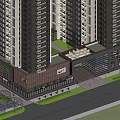 Modern High Rise Residential Complex With Commercial Podium And Green Surroundings