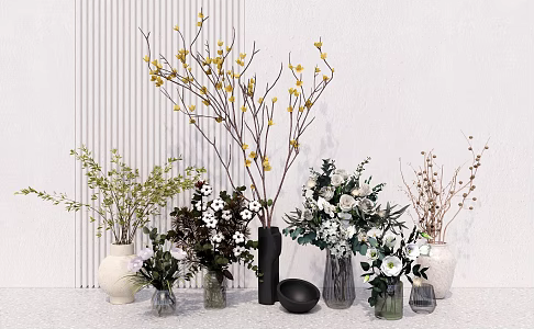 Modern Indoor Plants Potted Plants Decorative Ornaments Ornamental Grass Vase Flower Art Flowers 3d model