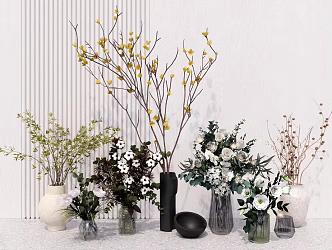 Modern Indoor Plants Potted Plants Decorative Ornaments Ornamental Grass Vase Flower Art Flowers 3d model