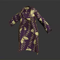Elegant Purple Robe Featuring Gold Ginkgo Leaf Ornate Pattern Design