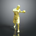 Golden Man Boxer Statue In Fighting Pose With Muscular Build