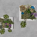 Natural Botanical Wall Decor With Succulents Green Leaves And Colorful Flowers