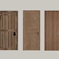 Three Wooden Swing Doors With Various Natural Wood Designs For Home Interior