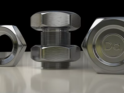 Shiny Threaded Hexagonal Heavy Duty Stainless Steel Bolts And Nuts For Hardware Tools 3d model