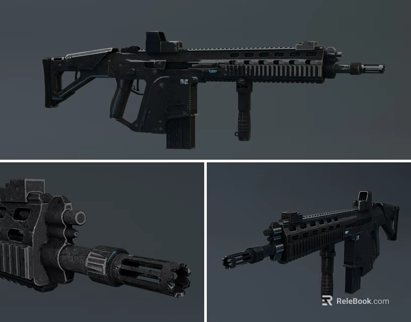 Modern Tactical Rifle With Black Design And Military Style Components 3d model 