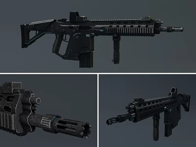 Modern Tactical Rifle With Black Design And Military Style Components 3d model