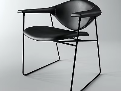 Black Leather Leisure Chair With Modern Design And Metal Frame Structure 3d model