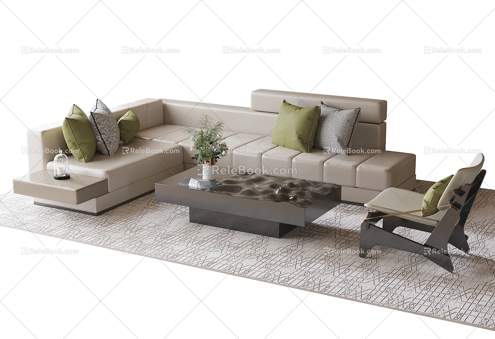 Modern negotiation sofa coffee table reception sofa coffee table sales office sofa coffee table 3d model