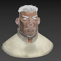 Detailed 3D Head Model of Man With Short Hair White Collar and Serious Expression