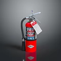 Red Fire Extinguisher With Pressure Gauge And Safety Tag For Home Use