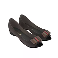 Brown Suede Women's Peep Toe Flat Shoes With Bow And Red Green Stripes