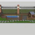 Charming Garden Ornaments With Wooden Fence Small Dog House Green Plants And Stone Path