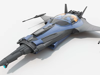 Advanced Modern Fighter Jet With Blue Gray Exterior And Sleek Cockpit Design 3d model