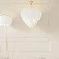 Modern Lighting Combination with Petal Chandelier Floor Lamp and Strip Wall Sconce on White Wall