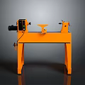 Orange Wood Lathe with Bench Control Panel and Chuck for Woodworking Projects