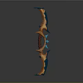 Orange And Blue Spiked Curved Fantasy Bow Weapon 3D Model Design Elements