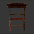 Vintage Wooden Chair With Red Leather Seat Curved Backrest And Carved Legs Design