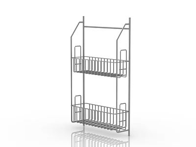 Sturdy Metal Kitchenware Storage Rack with Double Tiered Shelves for Kitchen 3d model