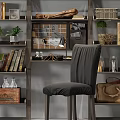 Modern Bookshelf Interior Design With Chair Plants Books And Decorative Items