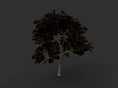 Detailed Plant Painting With Dark Green Leaves And White Trunk On Gray Background 3d model