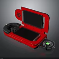 Red Handheld Game Console With Dual Screens Clamshell Design And Control Buttons 3d model