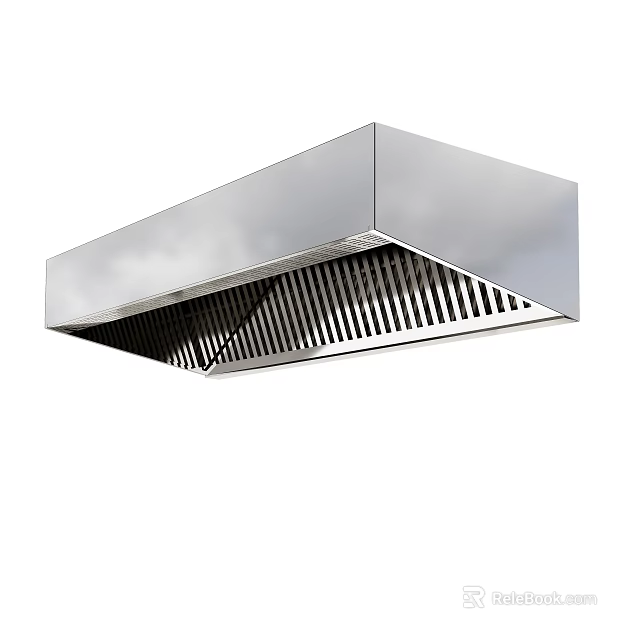 Commercial Kitchen Design Featuring Stainless Steel Range Hood For Efficient Ventilation 3d model 