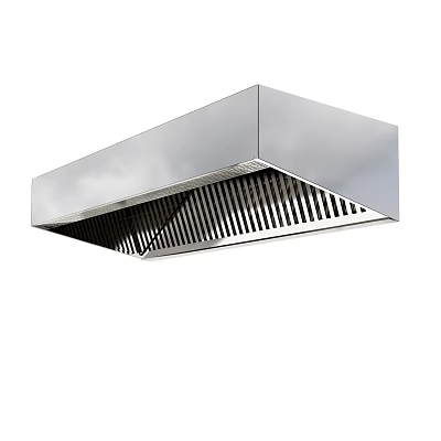 Commercial Kitchen Design Featuring Stainless Steel Range Hood For Efficient Ventilation 3d model