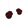 Red Toad Figurines With Green Eyes As Decorative Ornaments On White Background