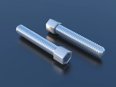Stainless Steel Hex Head Bolts With Threaded Shank And Smooth Metal Finish 3d model