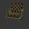 Elegant Single Sofa With Diamond Tufted Leather Armrest And Wooden Legs