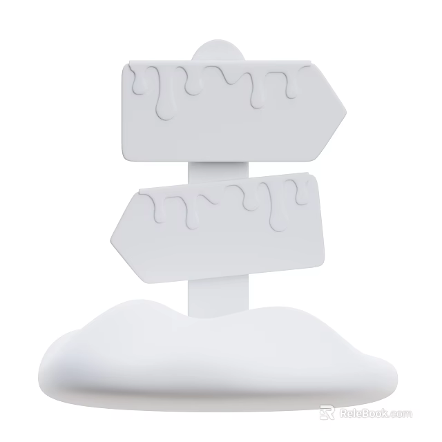 Decorative Ornament Set with White Arrow Signs Snowdrift Base and Melting Snow Drip Details 3d model 
